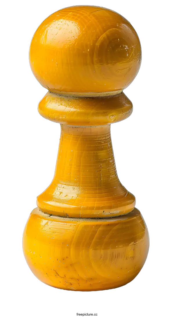 [Transparent Background PNG]Yellow Wooden Chess Pawn Isolated On White Background