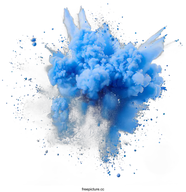 [Transparent Background PNG]Blue Ink Explosion on White Background