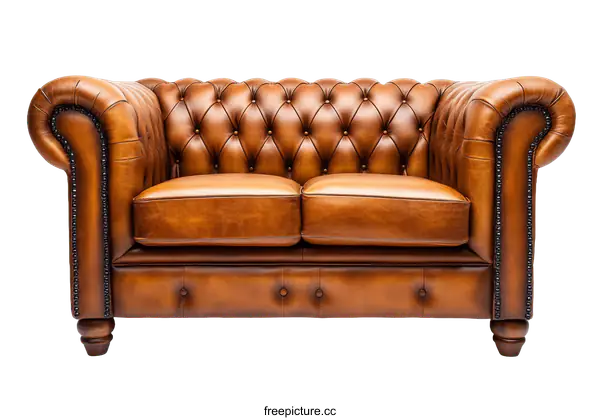 [Transparent Background PNG]Classic Chesterfield Leather Sofa