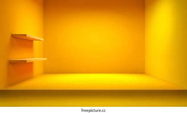 Empty Yellow Display Space with Shelves