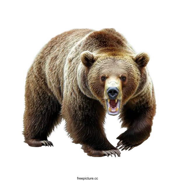 [Transparent Background PNG]Ferocious Grizzly Bear Portrait