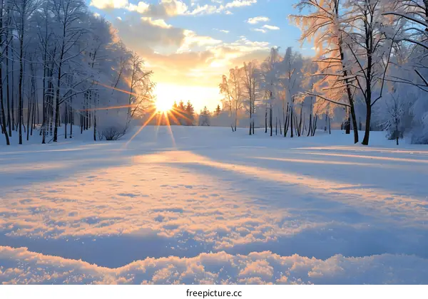 Winter Wonderland Sunset Snow