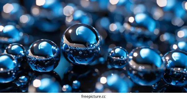 Blue Spheres with a Black Background
