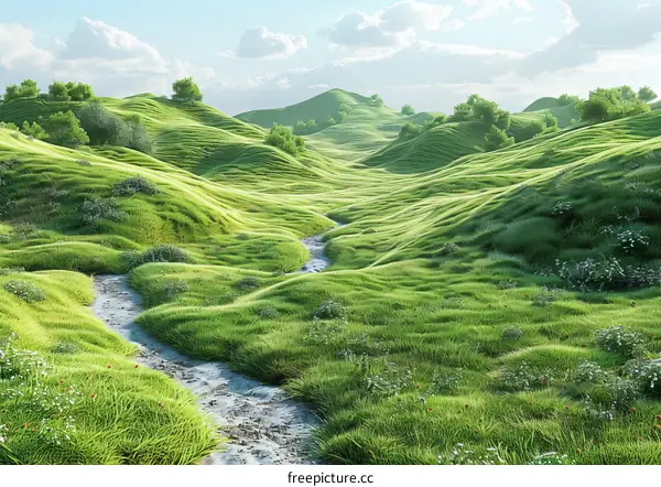 Small River and Green Rolling Hills