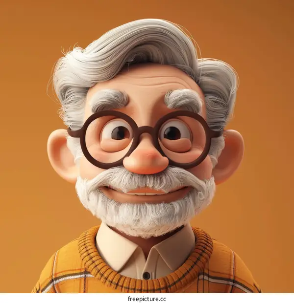 Portrait of a happy old man with glasses and a beard