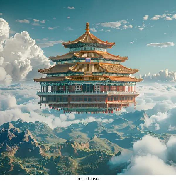 Floating Chinese Palace in the Sky