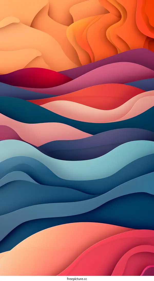 Abstract Paper Cut Art Background with Colorful Wavy Layers