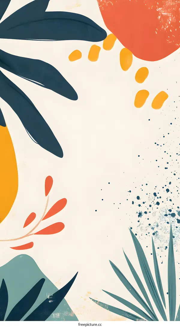 Abstract Background with Leaves, Dots, and Splashes