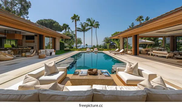 Modern house with pool and ocean view