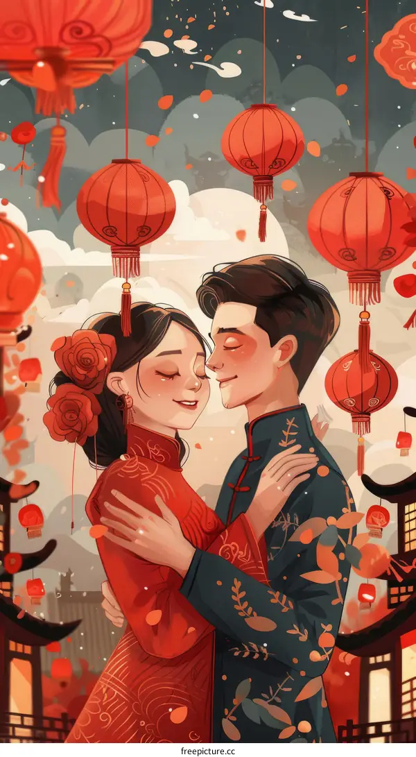 Romantic Chinese Wedding Under Red Lanterns