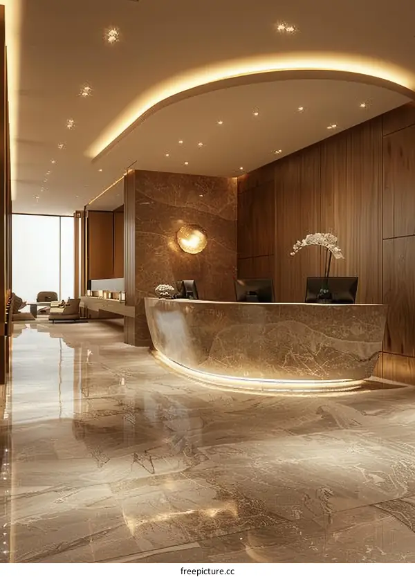 Stylish and Luxurious Hotel Lobby Interior