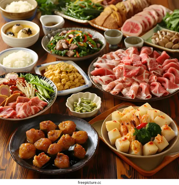 A table full of delicious Japanese food