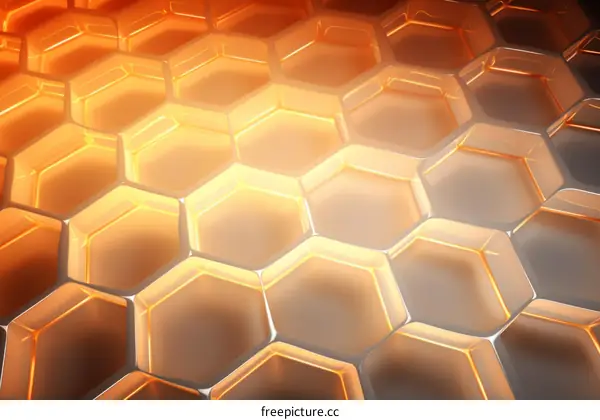 Futuristic Glowing Honeycomb Structure