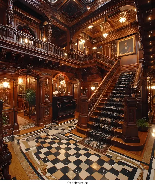 Grand Entrance Hall of a Historic Mansion
