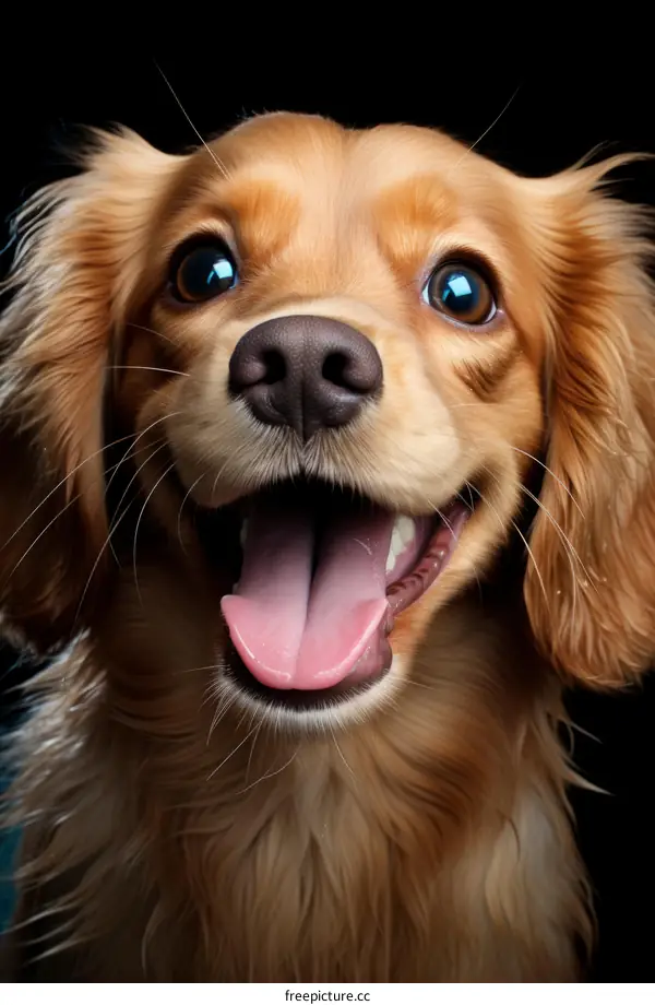 A happy dog with a big smile on its face