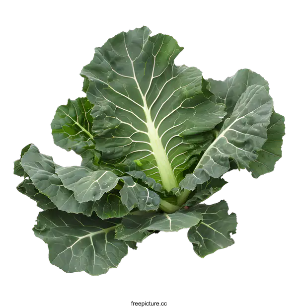 [Transparent Background PNG]Fresh Green Collard Greens Isolated On White Background