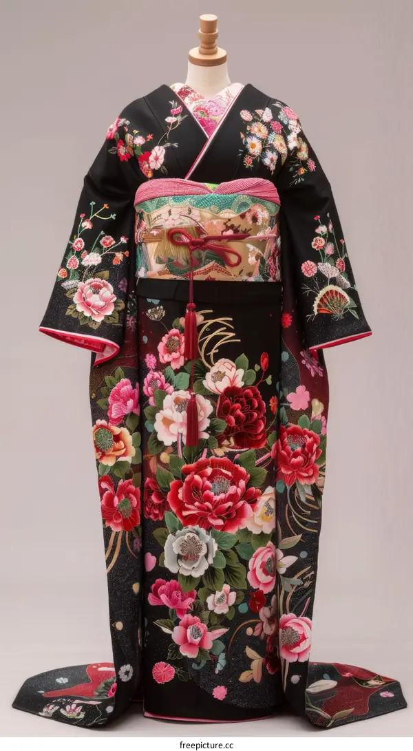 A kimono with a floral pattern