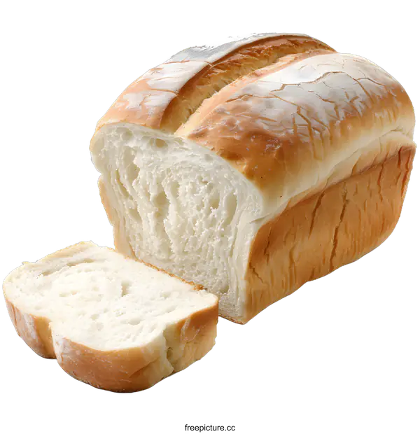 [Transparent Background PNG]Sliced White Bread Loaf Isolated on White Background