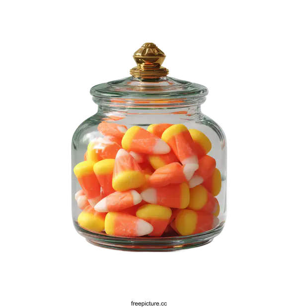 [Transparent Background PNG]Halloween Candy Corn in Glass Jar