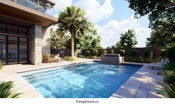 Modern House with Pool and Backyard Design