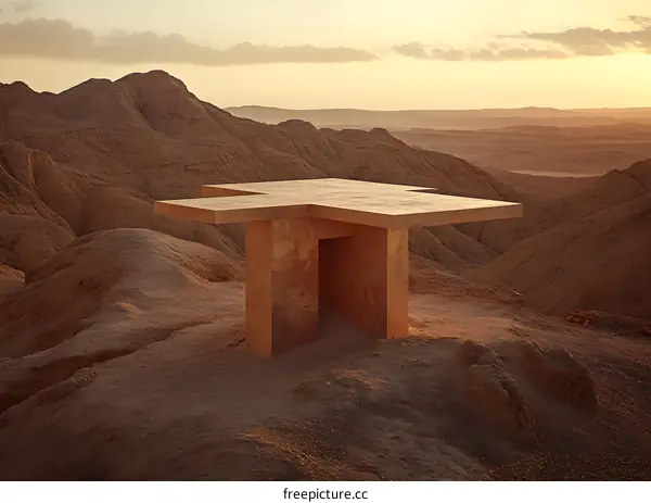 Minimalist Architecture In A Desert Landscape