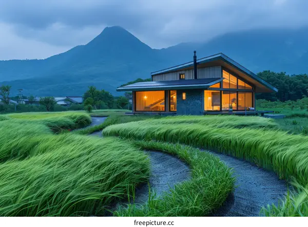 Modern Japanese house in a rural setting