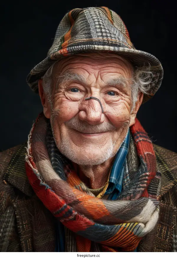 Portrait of a Smiling Senior Man in Winter Wear