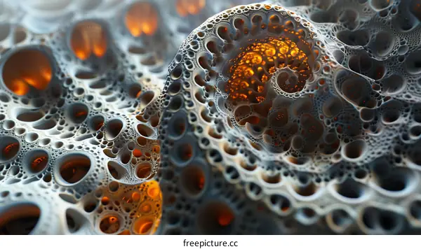 Alien Landscape with Glowing Orange Center