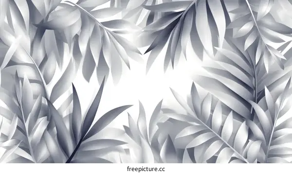 Silver Tropical Leaves Pattern Background