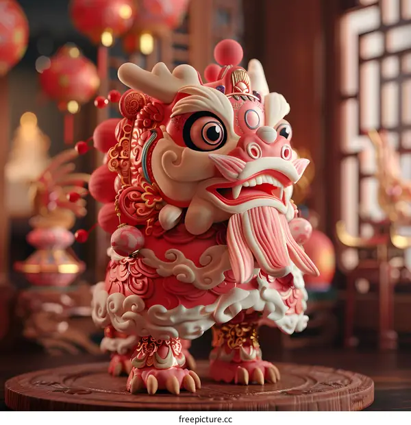 Lion dance to celebrate the Spring Festival