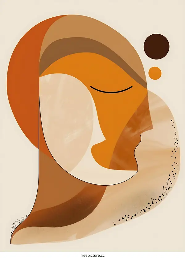 Abstract Minimalist Art Print With Brown And Orange Colors
