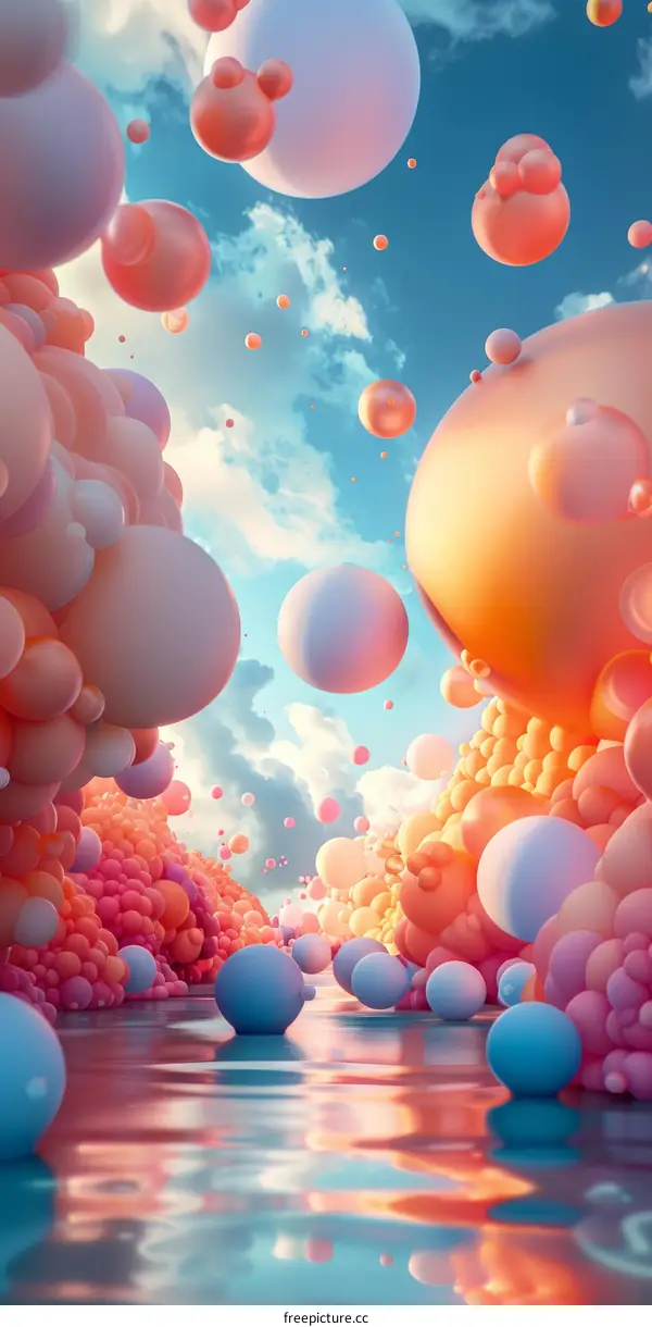 Floating Spheres in Colorful Water