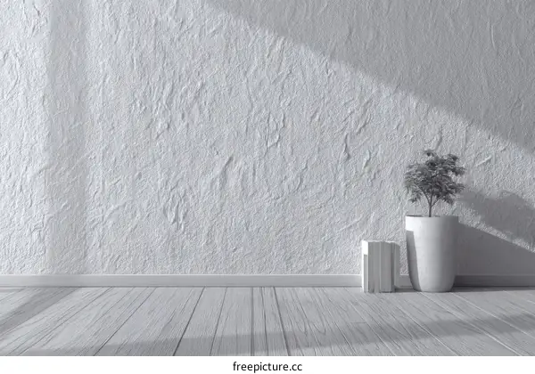 Empty Room with Stylish White Wall and Wooden Floor