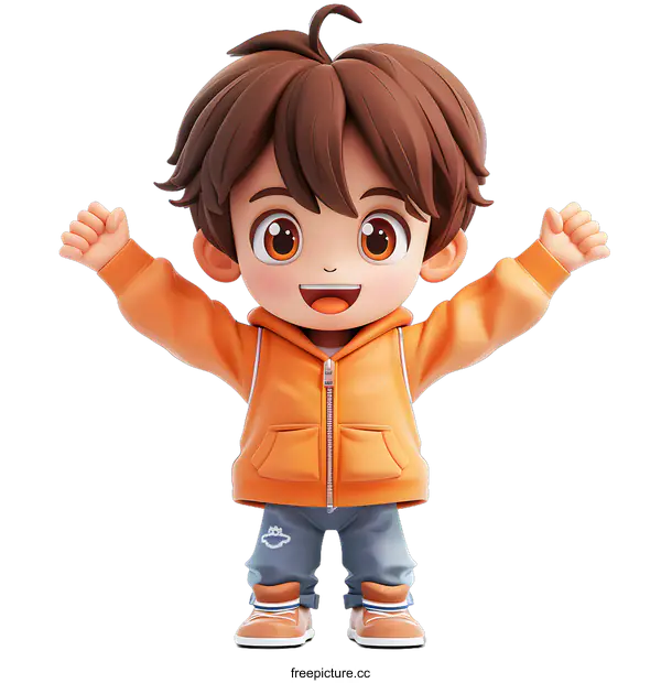 [Transparent Background PNG]cute little boy 3d illustration