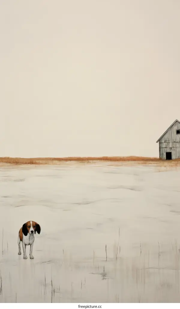 Dog in Snowy Field