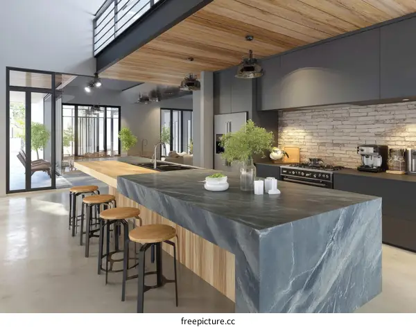 Modern Open-Plan Kitchen with Island