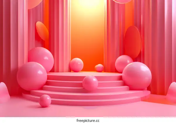Pink podium with pink balls