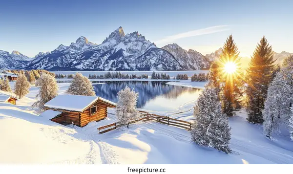 Winter Wonderland Cabin Scenic Landscape