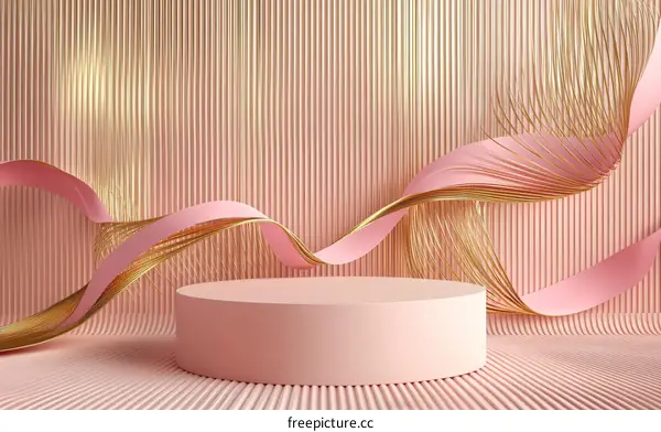 Elegant Pink and Gold Abstract Display Podium