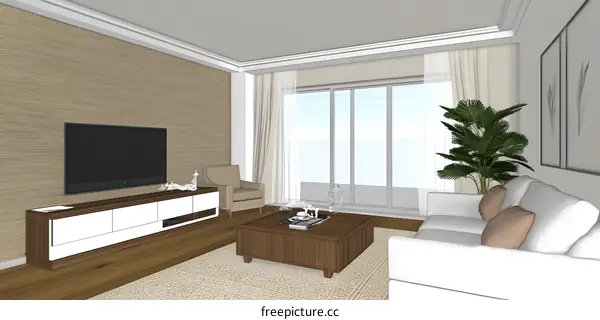 Modern Living Room Interior Design with Minimalist Furniture and Natural Light