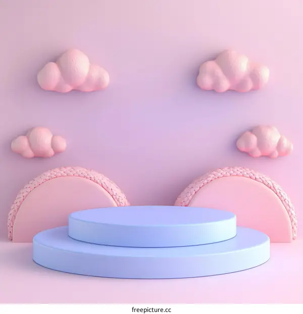 Pastel Pink and Light Blue Minimalist Display Podium