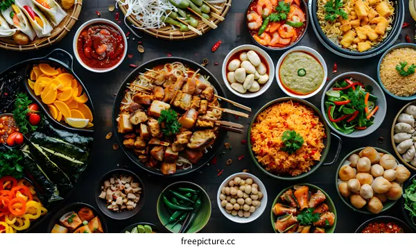 A variety of delicious Asian food