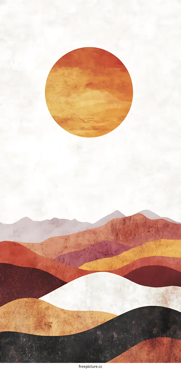 Abstract Landscape With Sun In The Sky