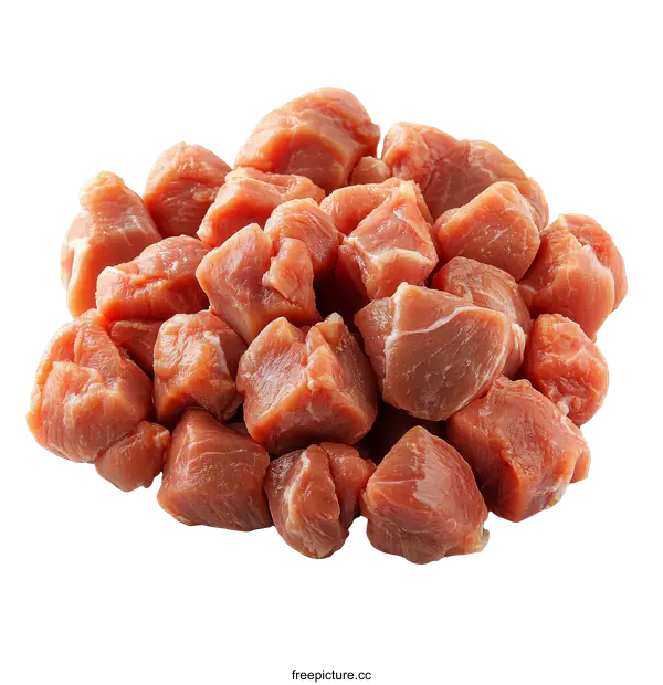 [Transparent Background PNG]Raw Cubed Meat Ready for Cooking