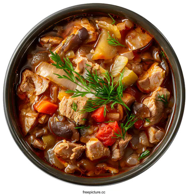 [Transparent Background PNG]Bowl of Meat and Vegetable Soup