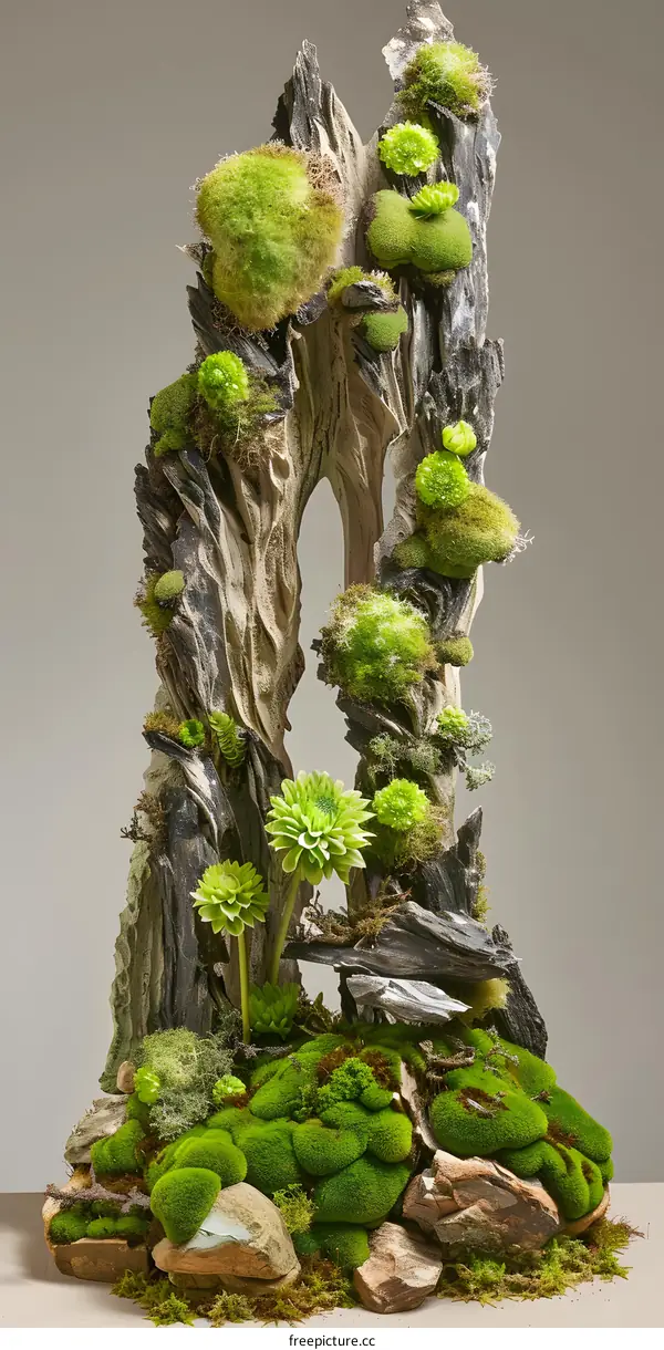 Green Moss and Driftwood Wall Decor