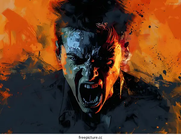 man screaming in agony