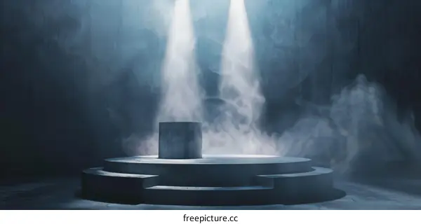 Mysterious Empty Stage with Spotlight and Smoke