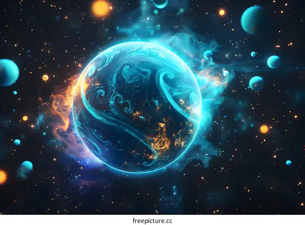 Glowing Planet in Outer Space