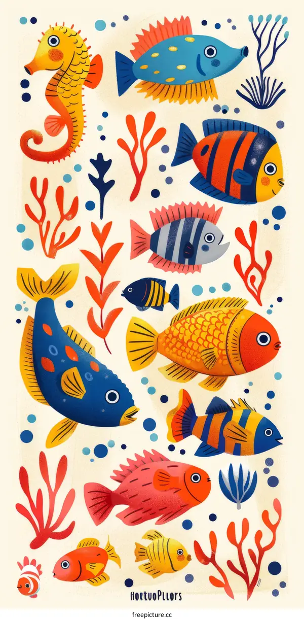 Colorful and Whimsical Fish Illustration